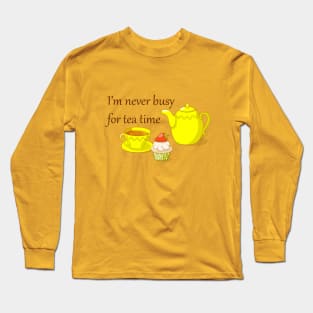 tea time with teapot, cup and cupcake Long Sleeve T-Shirt